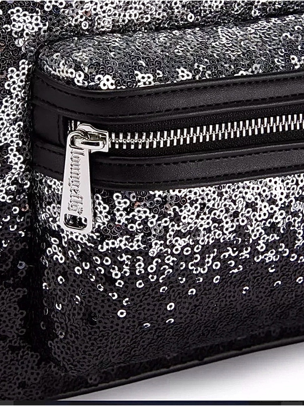 NEW Hong Kong Disney New Years Eve Loungefly Backpack Ombré Silver Black Sequins - Picture 3 of 4